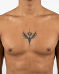 INKON Abstract Angel Cross semi-permanent tattoo applied on a man – 4 x 4 in (9x9cm) design, realistic ink look, lasts 10 days