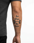 INKON No Pain No Gain semi-permanent tattoo applied on a man – 3 x 4 in (6x11cm) design, realistic ink look, lasts 10 days